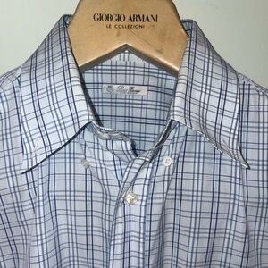 Loro Piana Men’s Blue Windowpane Button down